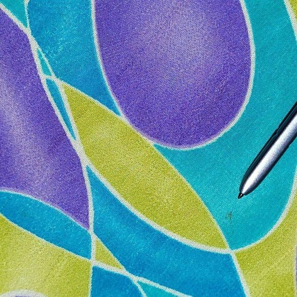 Vintage 70s 2pc Skirt Set L Geometric Psychedelic Maxi Tank Blue Green Mod Funky - Picture 10 of 16